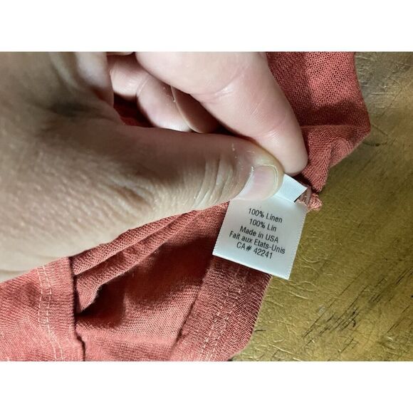 Stark X 100% Linen Bell Sleeve Size Large Red Blouse - Picture 11 of 11